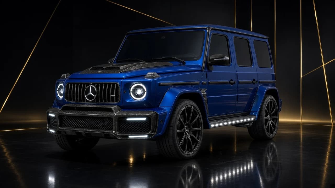 Brabus G-Class Blue / Black Carbon for rent in Dubai